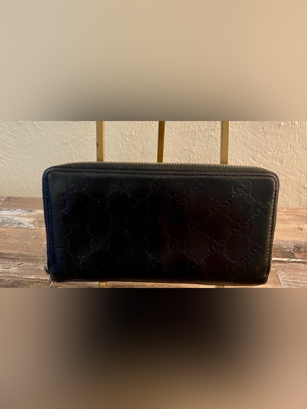 Gucci Black Guccissima Long Zip Wallet